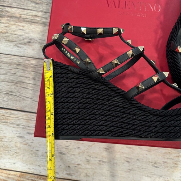 Valentino Rockstud Torchon leather espadrille wedge sandals 38 - Picture 13 of 16